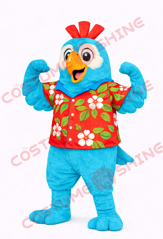 Blue Hawk Falcon i hvid skjorte maskot kostume voksen størrelse til mænd og kvinder med indbygget blæser inde i hovedet 