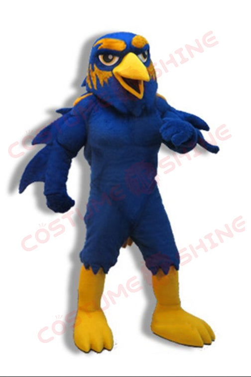 Blue Raven Bird Mascot Costume with Yellow Beak and Feet – School, Sports & Event Mascot Suit