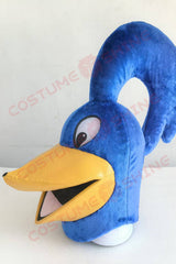 Blue Roadrunner Mascot Costume with Orange Legs and Grey Belly – Sports & School Spirit Wear