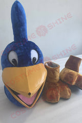 Blue Roadrunner Mascot Costume with Orange Legs and Grey Belly – Sports & School Spirit Wear