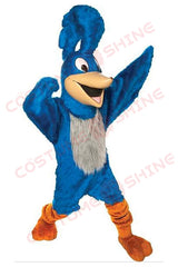 Blue Roadrunner Mascot Costume with Orange Legs and Grey Belly – Sports & School Spirit Wear