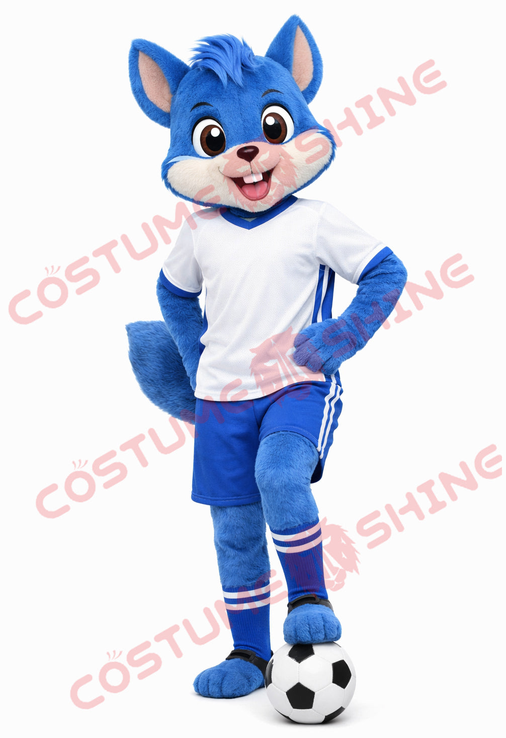 Blue Squirrel Soccer Mascot Costume for Adults