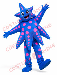 Blue Starfish Mascot Costume for Adults – Full Body Plush Pink Dot Outfit