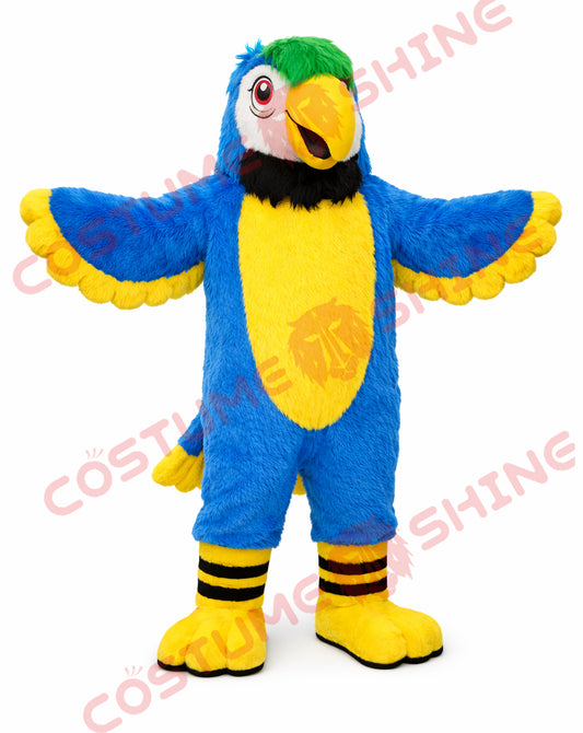 Blue Hawk Falcon i hvid skjorte maskot kostume voksen størrelse til mænd og kvinder med indbygget blæser inde i hovedet 