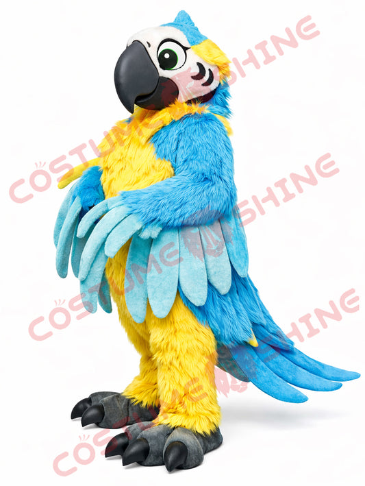 Blue Hawk Falcon i hvid skjorte maskot kostume voksen størrelse til mænd og kvinder med indbygget blæser inde i hovedet 