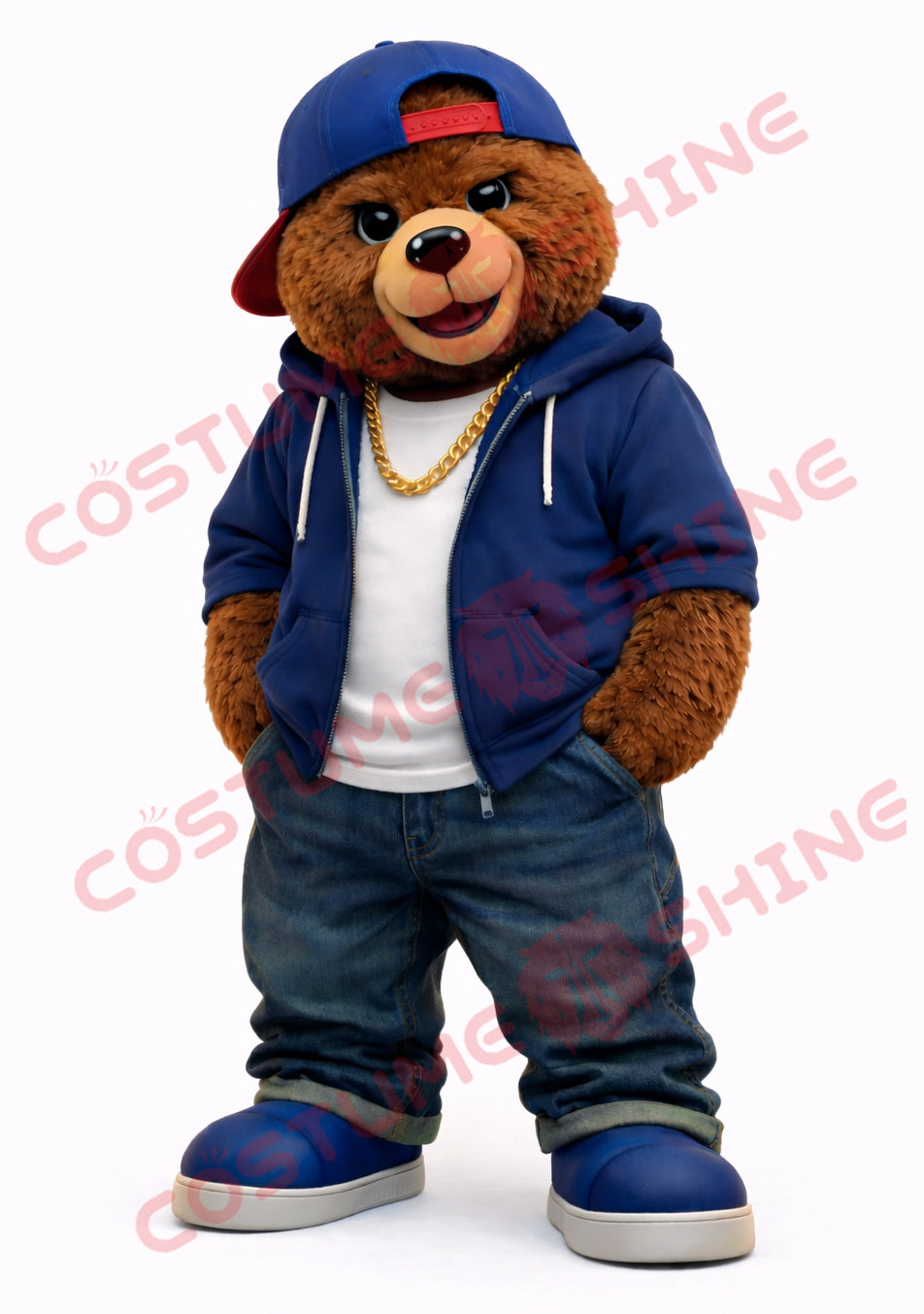 Brown Bear Mascot Costume Adult Hip Hop Streetwear Style
