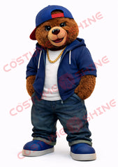 Brown Bear Mascot Costume Adult Hip Hop Streetwear Style