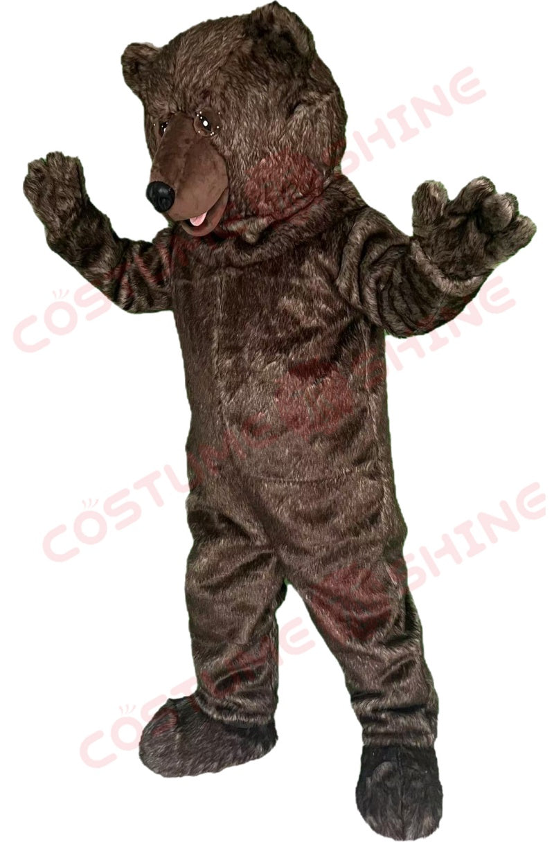 Brown Bear Mascot Costume for Adults – Furry Plush Animal Suit with Head, Body, Hands & Feet