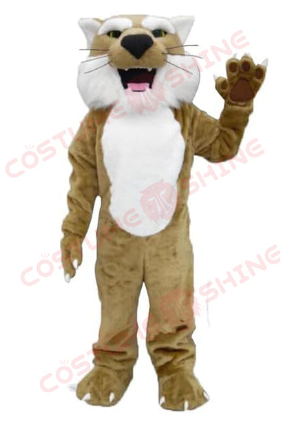 Brown Bobcat Mascot Costume with White Belly and Whiskers – School, Sports & Event Wear