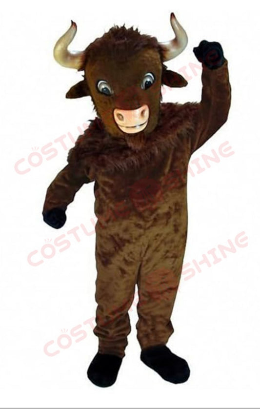 Brown Buffalo Mascot Costume with Horns & Hooves – Custom Made