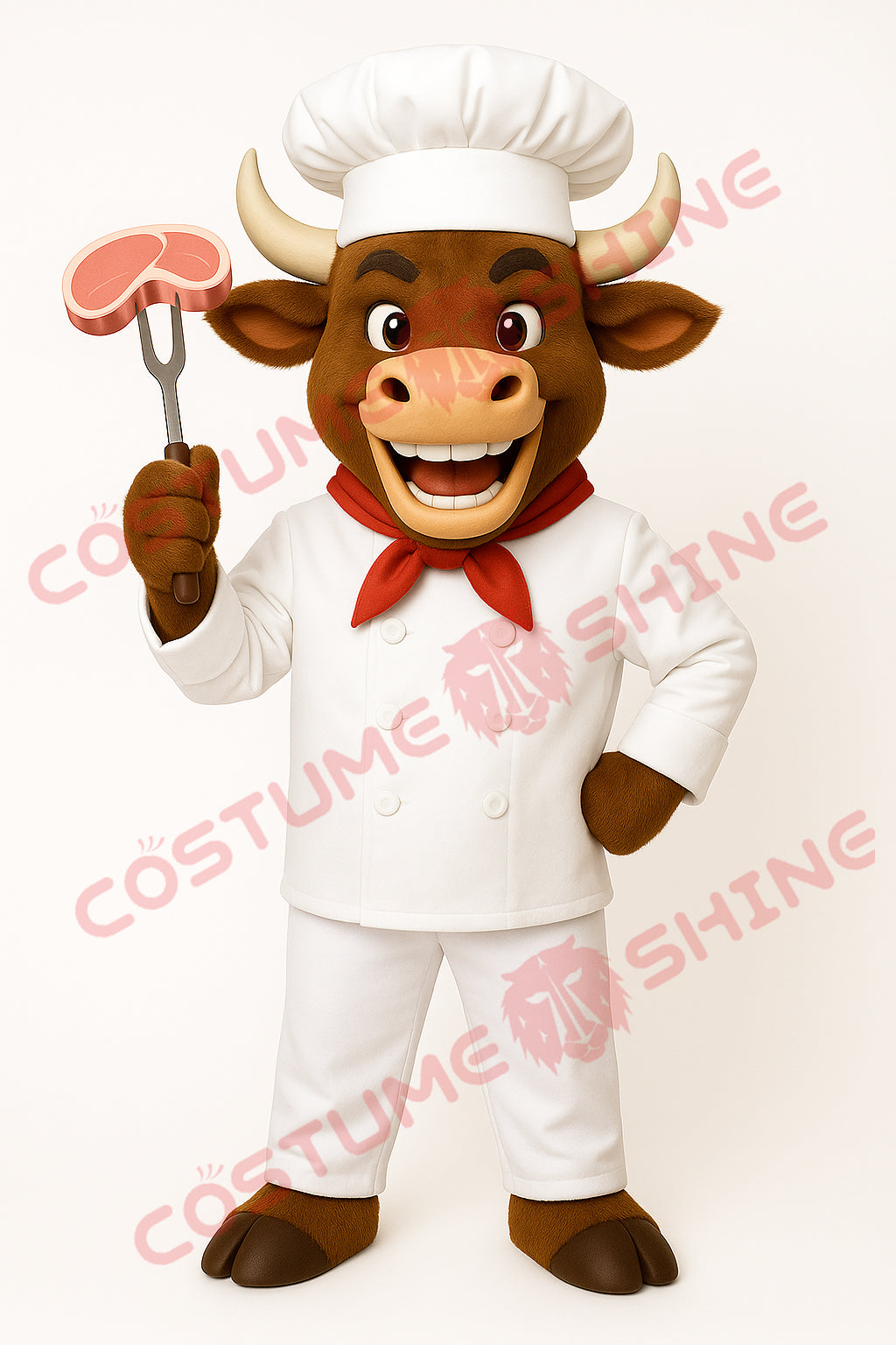 Brown Bull Chef Mascot Costume for Restaurant & Event Promotions