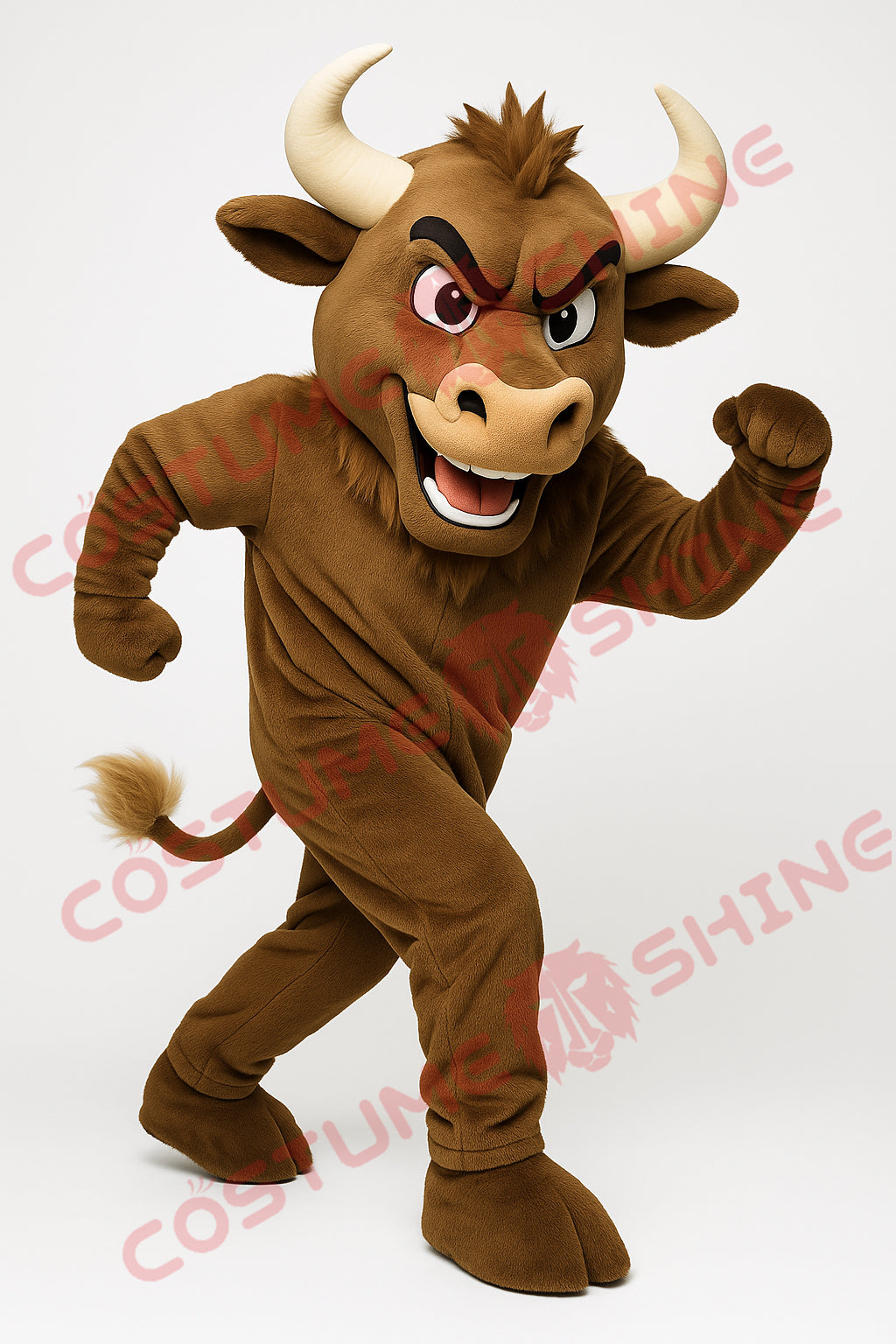 Brown Bull Mascot Costume – Running Sports Animal Suit