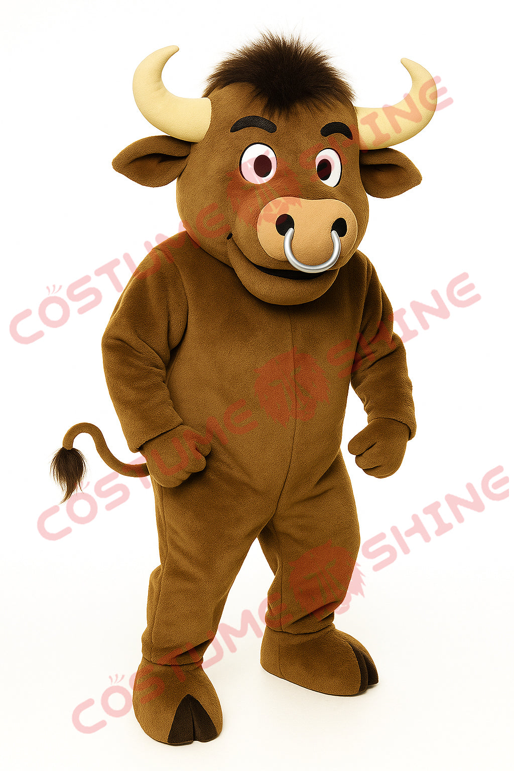 Brown Bull Mascot Costume with Nose Ring