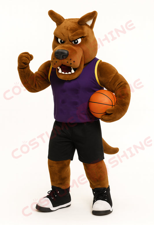 Brown Bulldog Mascot Costume – Plush Sports Team Suit for School Basketball Events
