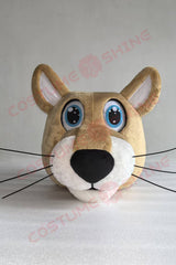 Brown Wildcat Mascot Costume for Adults with Blue Shirt – Custom School & Sports Spirit Animal Suit