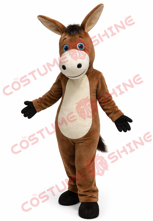 Brown Donkey Mascot Costume for Adults Plush Full Body Interactive Character