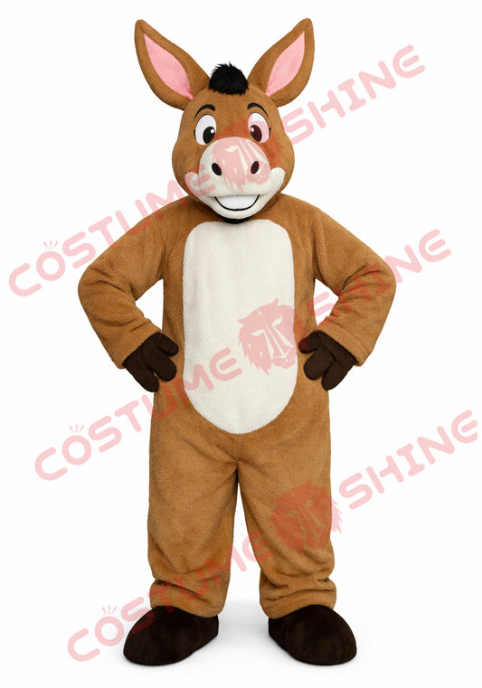Brown Donkey Mascot Costume for Adults Plush Full Body Standing Character