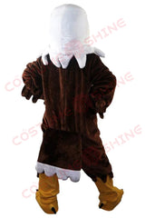 Brown Eagle Mascot Costume with White Head and Yellow Beak – School, Sports & Events