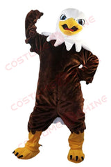 Brown Eagle Mascot Costume with White Head and Yellow Beak – School, Sports & Events