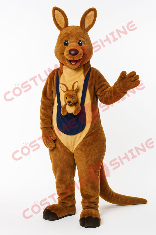 Brown Kangaroo Mascot Costume with Joey Pouch for School Events