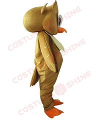 Brown Owl Mascot Costume with Big Eyes and Orange Beak – School, Events & Promotions