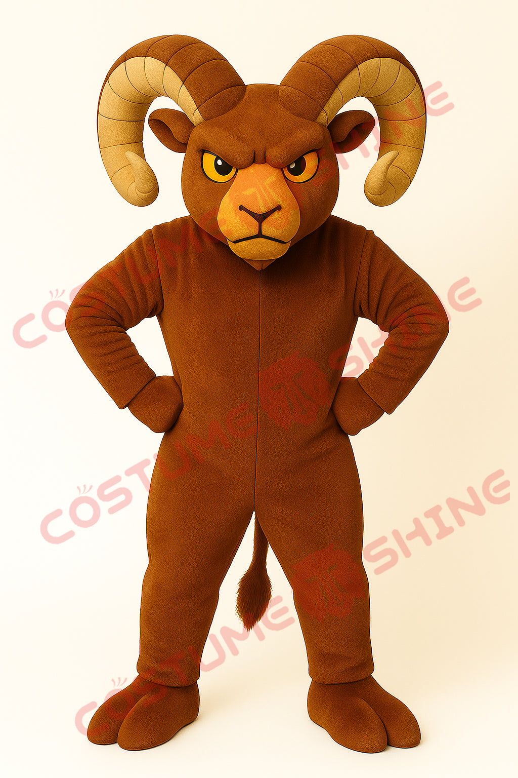 Brown Ram Mascot Costume – Two-Toe Hoof Animal Suit