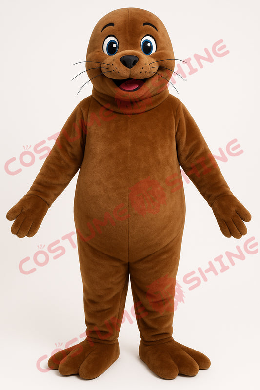 Brown Seal Mascot Costume – Cute Full-Body Plush Animal Suit for Events