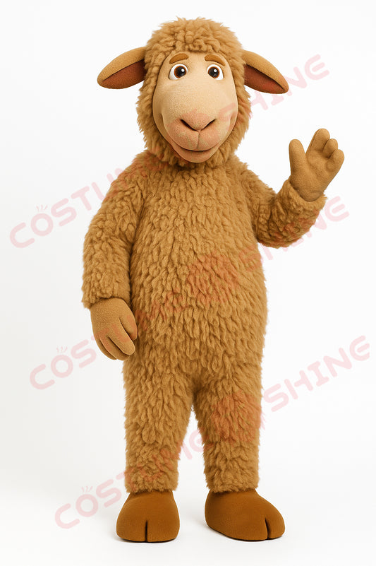 Brown Sheep Mascot Costume – Fluffy Plush Animal Suit for Events and Promotions