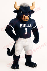 Blue Bull Mascot Costume in Football Uniform – Custom Sports Team Suit for Events
