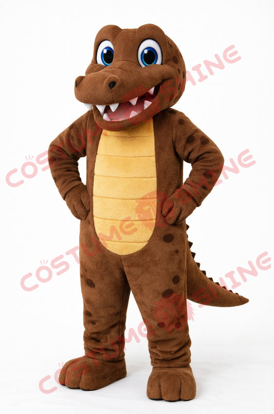 Adult Brown Crocodile Mascot Costume Plush Classic Style