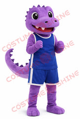 Adult Purple Crocodile Mascot Costume Basketball Sports Style