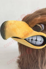 Dark Brown Fierce Hawk Mascot Costume with Yellow Beak and Feet