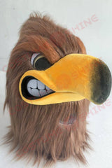 Dark Brown Fierce Hawk Mascot Costume with Yellow Beak and Feet