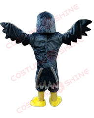 Deluxe Gray Hawk Falcon Mascot Costume with Yellow Beak and Feet