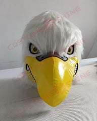Fierce Bald Eagle Mascot Costume with Yellow Beak and Brown Wings