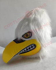 Fierce Bald Eagle Mascot Costume with Yellow Beak and Brown Wings