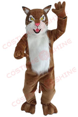 Fierce Bobcat Mascot Costume for Adults – Brown & White Plush Wildcat Suit for Sports, School & Events