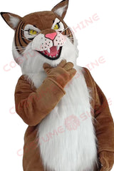 Fierce Bobcat Mascot Costume for Adults – Brown & White Plush Wildcat Suit for Sports, School & Events