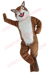 Fierce Bobcat Mascot Costume for Adults – Brown & White Plush Wildcat Suit for Sports, School & Events