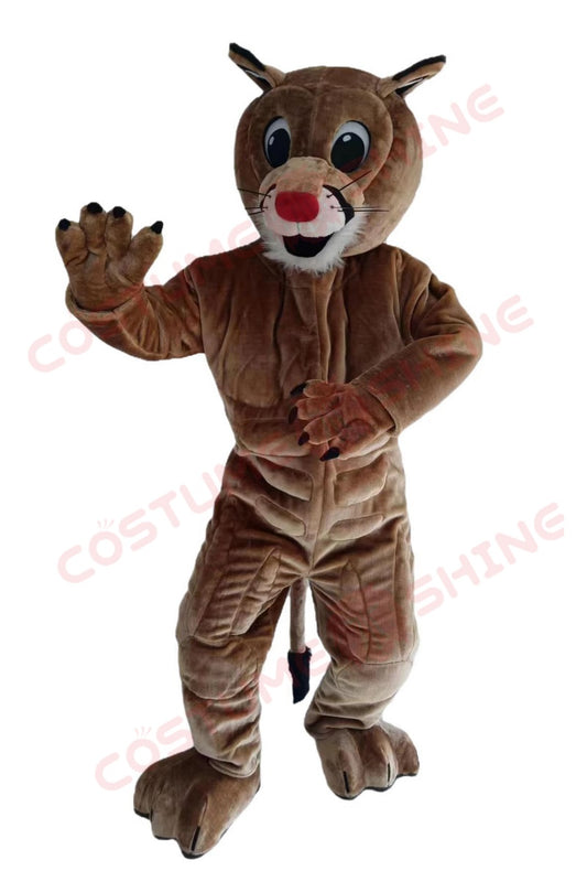 Friendly Brown Lion Mascot Costume for Adults – Plush Full-Body Suit with Big Smile & Tail