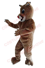 Friendly Brown Lion Mascot Costume for Adults – Plush Full-Body Suit with Big Smile & Tail