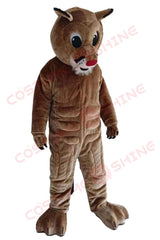 Friendly Brown Lion Mascot Costume for Adults – Plush Full-Body Suit with Big Smile & Tail