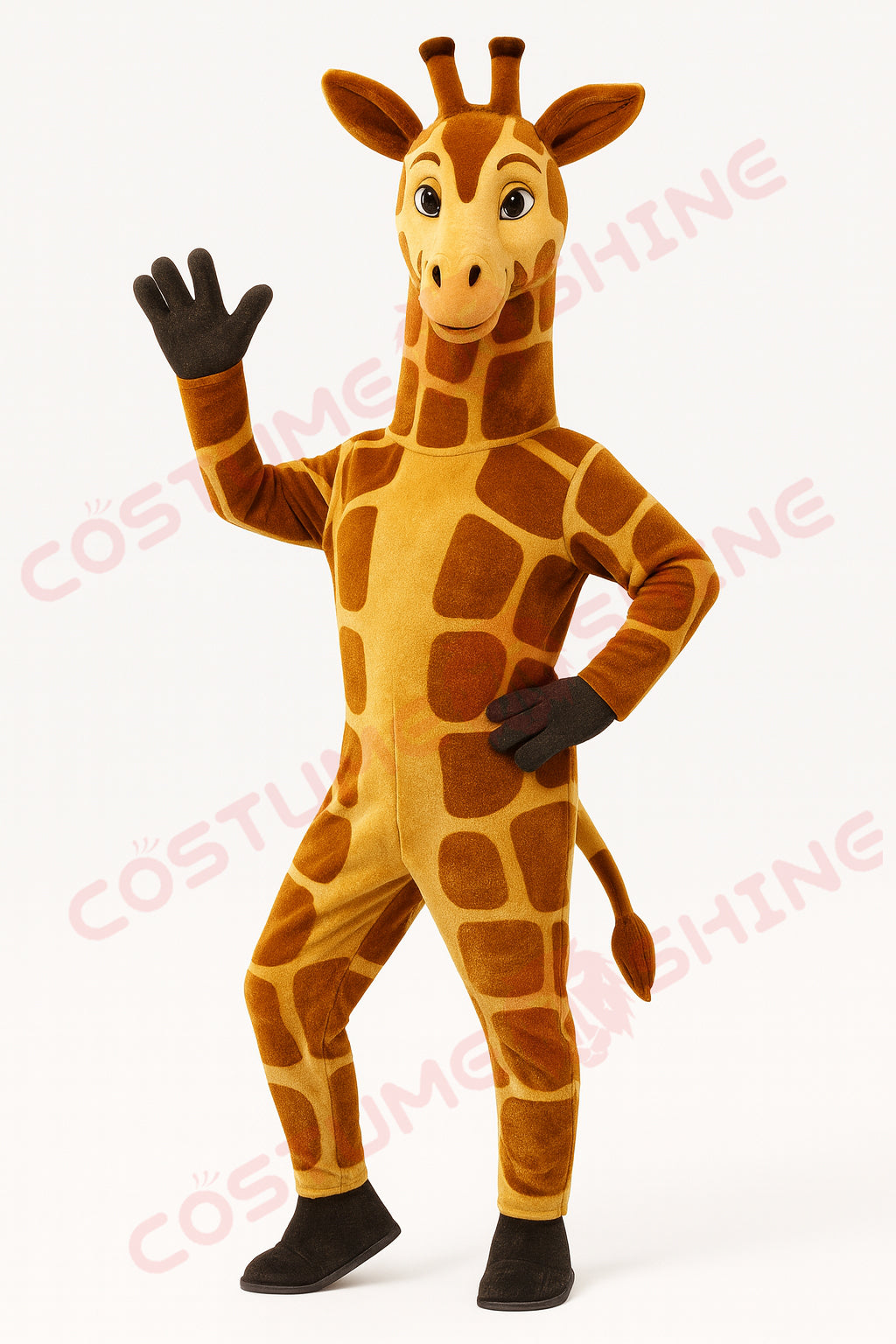 Giraffe Mascot Costume – Classic Brown and Yellow Plush Animal Suit for School or Event