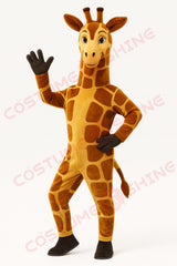 Giraffe Mascot Costume – Classic Brown and Yellow Plush Animal Suit for School or Event