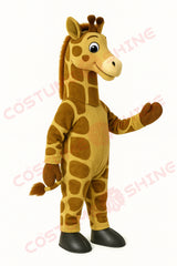 Giraffe Mascot Costume – Yellow and Brown Plush Animal Suit for School or Event Show