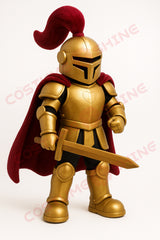 Gold Knight Mascot Costume with Red Cape and Sword – Custom School Team Armor Plush Suit