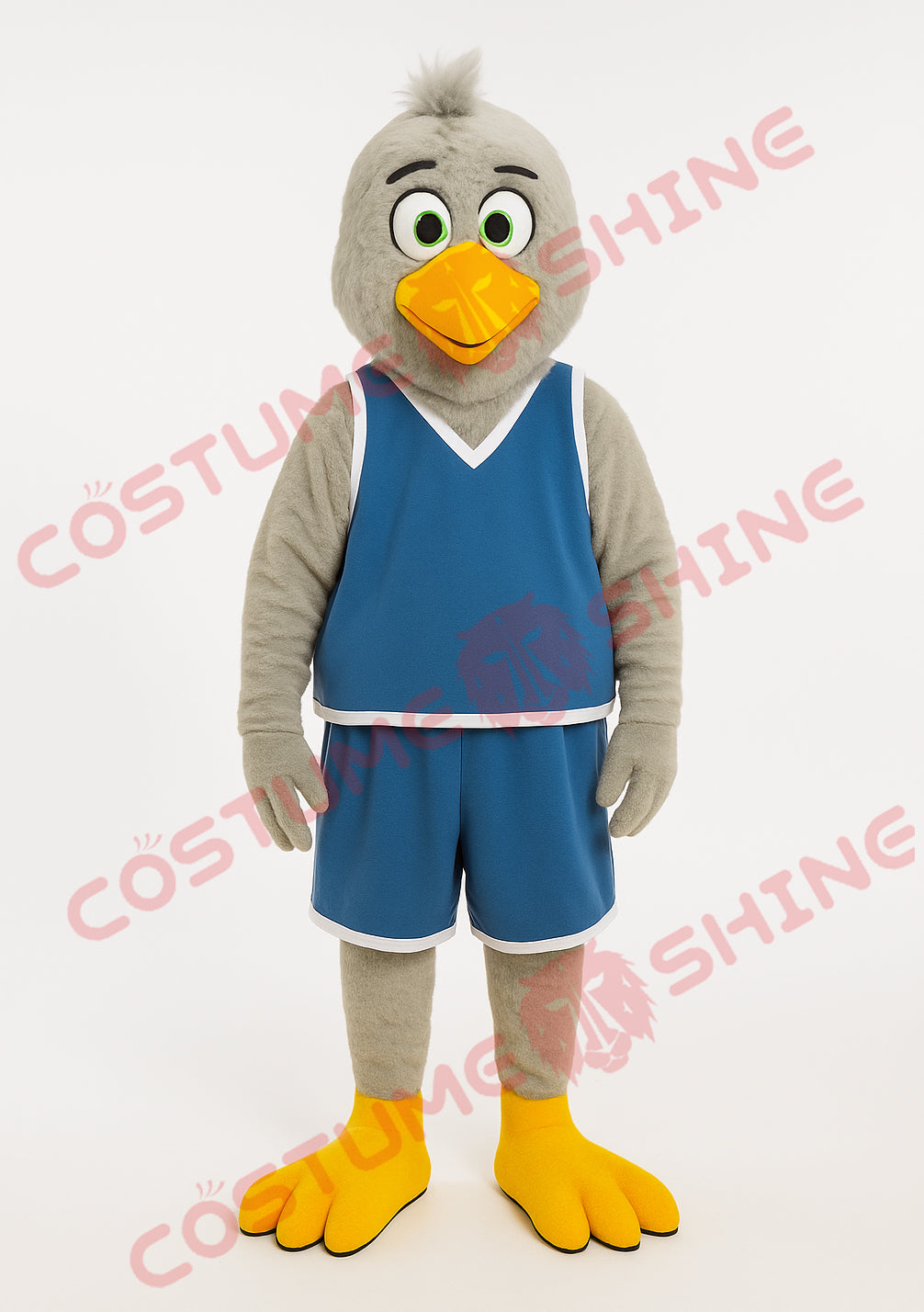 Blue Hawk Falcon i hvid skjorte maskot kostume voksen størrelse til mænd og kvinder med indbygget blæser inde i hovedet 