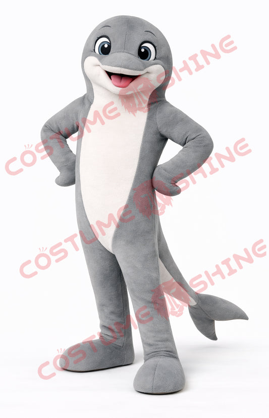 Gray Dolphin Mascot Costume for Adults Plush Full Body Suit
