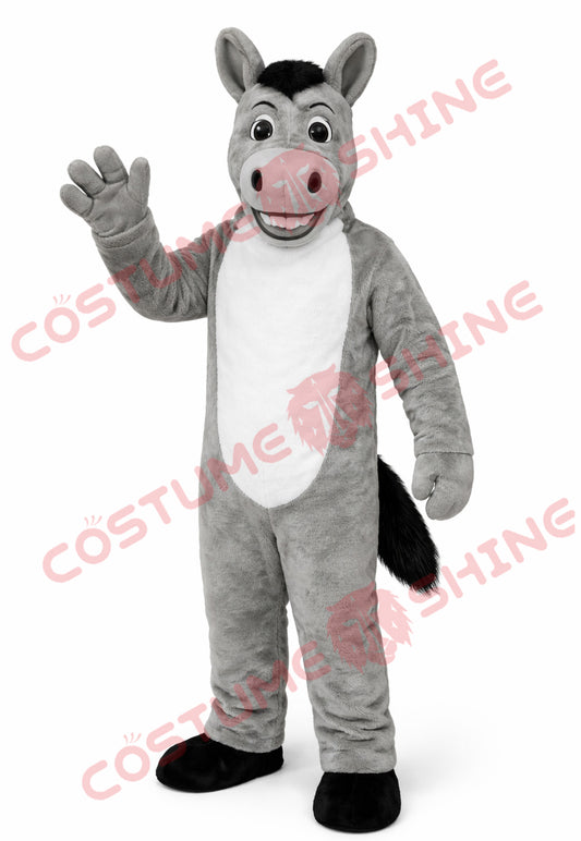 Gray Donkey Mascot Costume for Adults Full Body Plush Suit