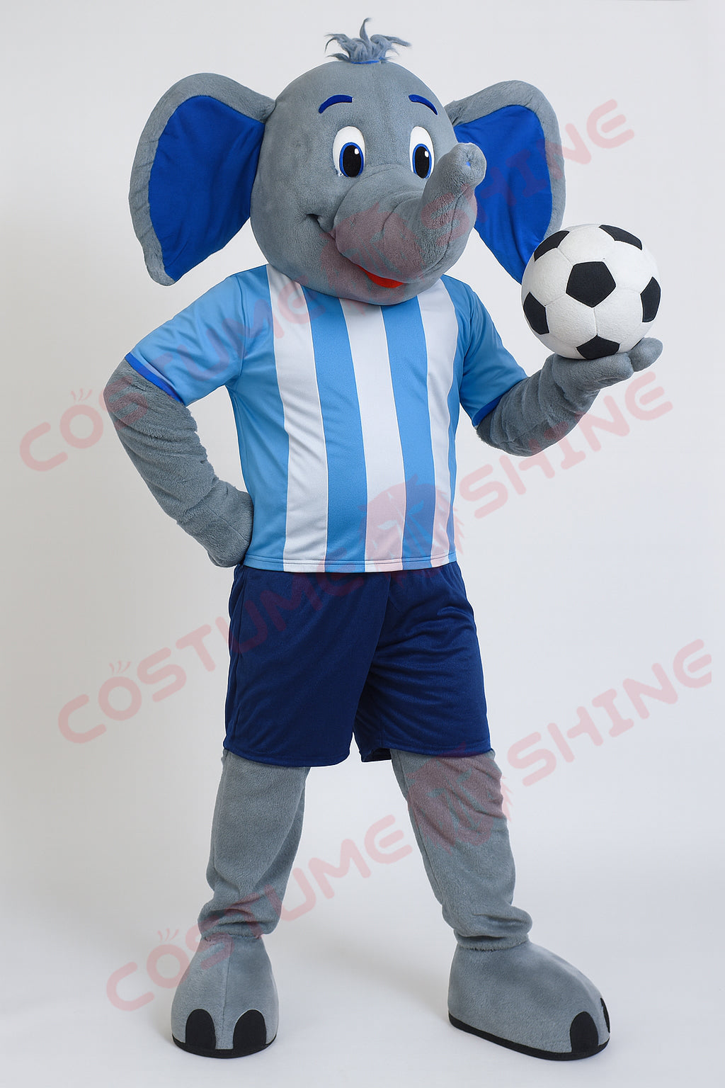 Gray Elephant Mascot Costume – Plush Soccer Uniform Suit for School Sports Events